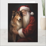 Tarjeta Rough Collie Con Navidades festivos de Santa Claus<br><div class="desc">Disfrute del espíritu de las vacaciones con nuestro encantador diseño de Navidades de Santa y Perro. ¡Es la adición perfecta a tu colección festiva!</div>