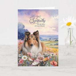Tarjeta Rough Collie Dog with Wildflowers Pet Sympathy