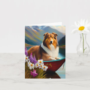 Tarjeta Rough Collie on a Paddle: Una aventura panorámica