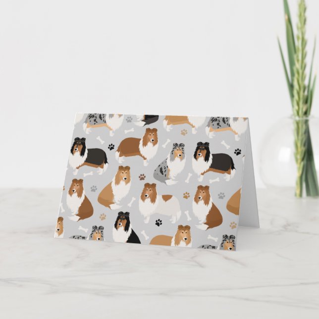 Tarjeta Rough Collie Paws and Bones Card (Anverso)