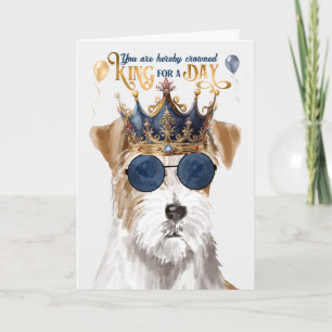 Tarjeta Rough Jack Russell Dog King por un cumpleaños dive