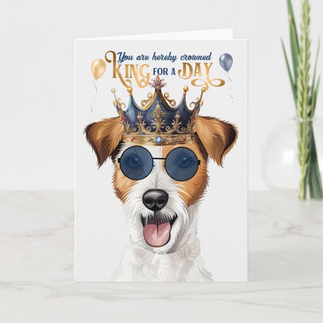 Tarjeta Rough Jack Russell Dog King por un cumpleaños dive (Anverso)