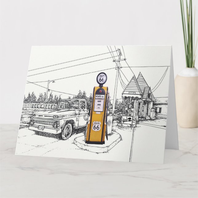 Tarjeta Route 66 gas pump greeting (Anverso)