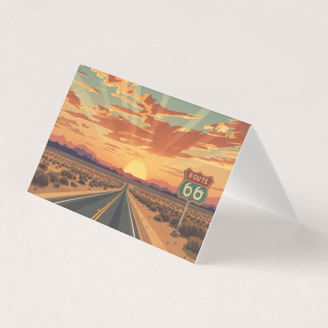 Tarjeta Route 66 Sunset Desert Road Travel Art (Anverso)