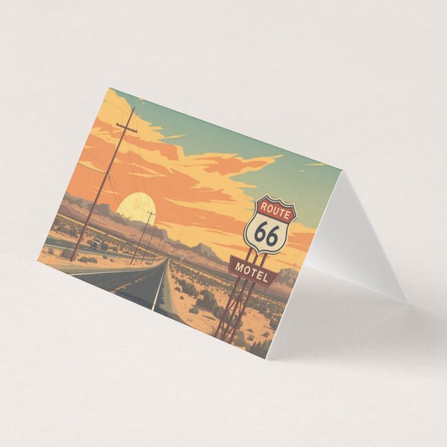Tarjeta Route 66 Sunset Vintage Road Travel Art (Anverso)