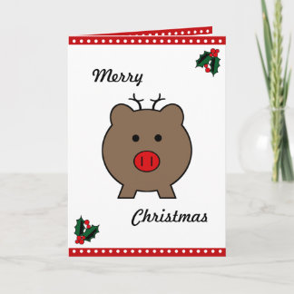 Tarjeta Roy Navidades Pig ~ Holiday Card