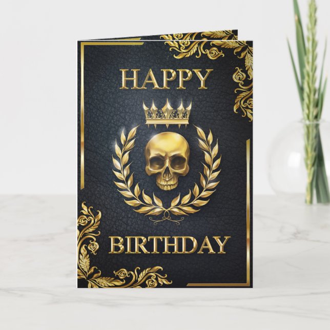 Tarjeta Royal Black & Gold King of the Dead Birthday (Anverso)