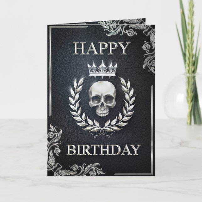 Tarjeta Royal Black & Silver King of the Dead Birthday (Anverso)