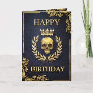 Tarjeta Royal Blue & Gold King of the Dead Birthday Card