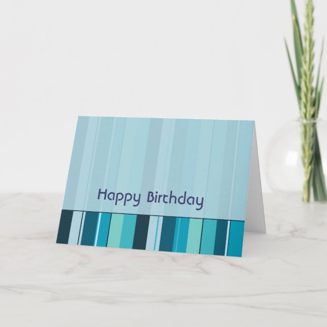 Tarjeta Royal Blue Green Stripes Geométrico Feliz Cumpleañ (Anverso)