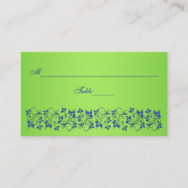 Tarjeta Royal Blue, Lime Green Floral Place Card