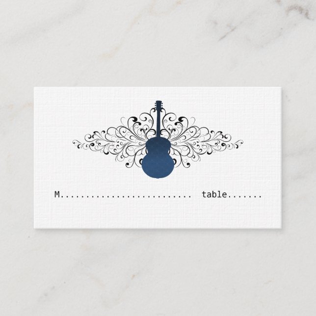 Tarjeta Royal Blue Swirls Guitar Place (Anverso)