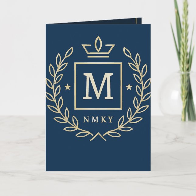 Tarjeta "Royal NMKY Emblem – Monogram M Crest Design" (Anverso)