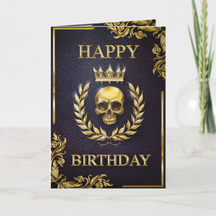 Tarjeta Royal Purple & Gold King of the Dead Birthday Card