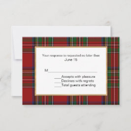 Tarjeta Royal Stewart Tartan Plaid Wedding RSVP