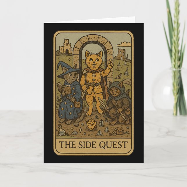 Tarjeta Rpg Gamer Cats Funny Side Quest Tarot Card Nerdy M (Anverso)
