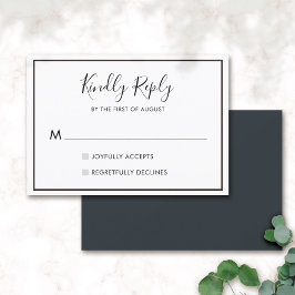 Tarjeta RSVP 01 de matrimonio Minimalista blanco y