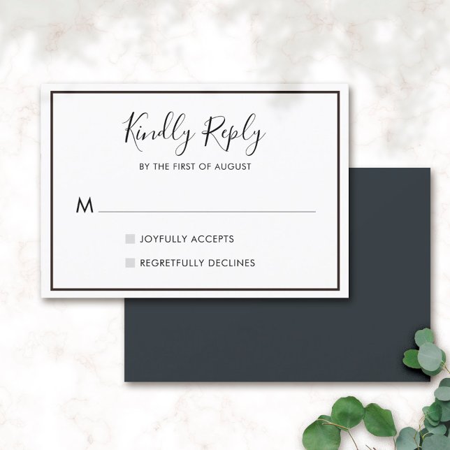 Tarjeta RSVP 01 de matrimonio Minimalista blanco y (Subido por el creador)