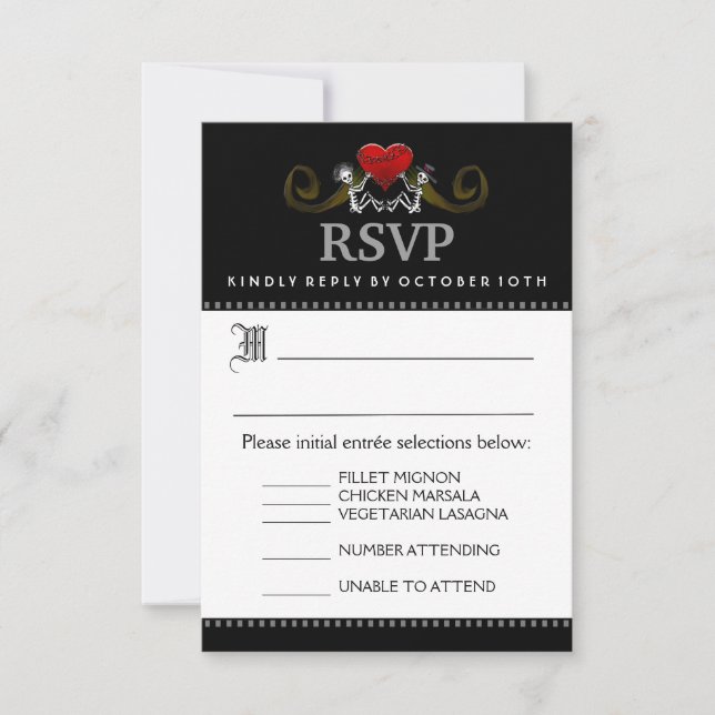 Tarjeta RSVP 3.5x5 con selección de menú - Esquele (Anverso)