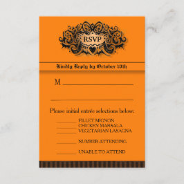 Tarjeta RSVP 3.5x5 - Menú - Naranja y negro