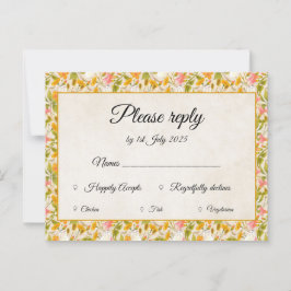 Tarjeta RSVP amarilla de Victorian Meadow
