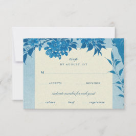 Tarjeta Rsvp Antigua Japonesa Blue Cherry Blossom