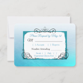 Tarjeta RSVP Aqua Black and Blue Wedding