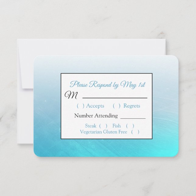 Tarjeta RSVP Aqua Black and Blue Wedding (Anverso)