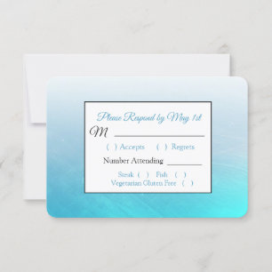 Tarjeta RSVP Aqua Black and Blue Wedding