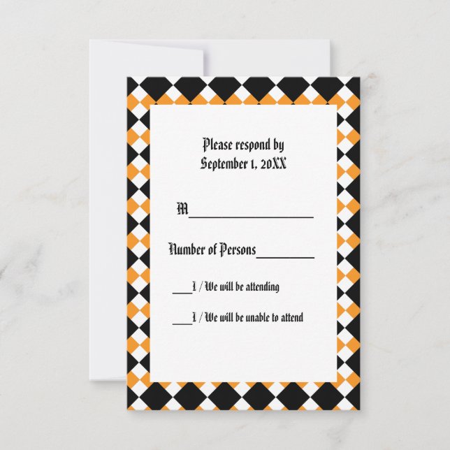 Tarjeta RSVP Argyll Ivory XI (Naranja) (Anverso)
