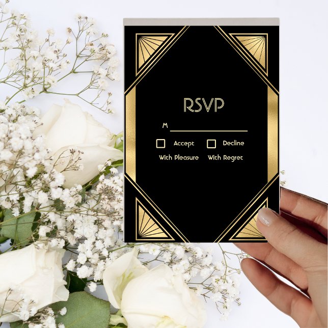 Tarjeta RSVP Art Deco Glam Vintage (Subido por el creador)