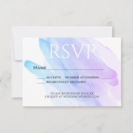 tarjeta RSVP azul color agua minimalista púrpura