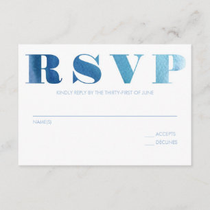 Tarjeta RSVP Azul de color agua