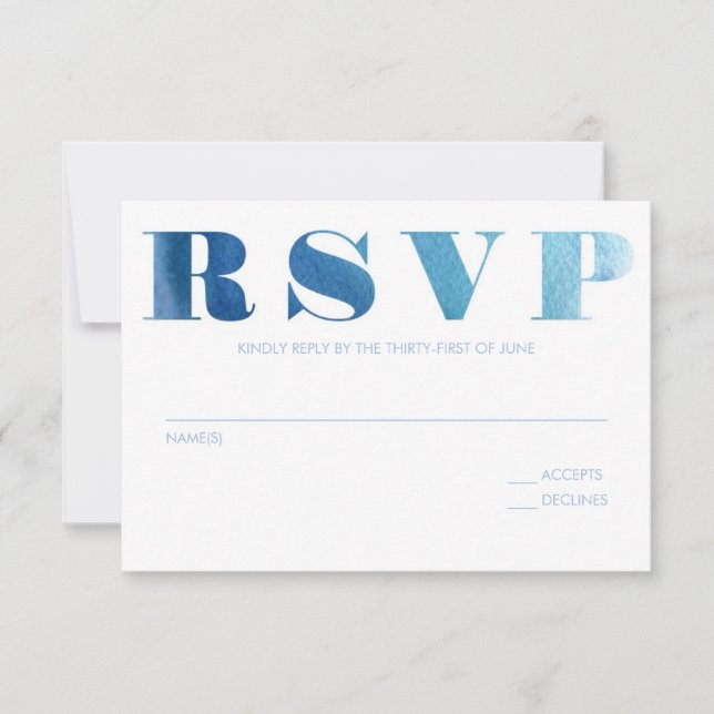 Tarjeta RSVP Azul de color agua (Anverso)