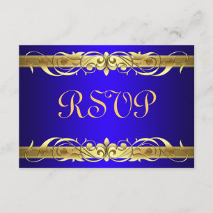 Tarjeta RSVP Azul de Deslizador de Oro de Gran Duc