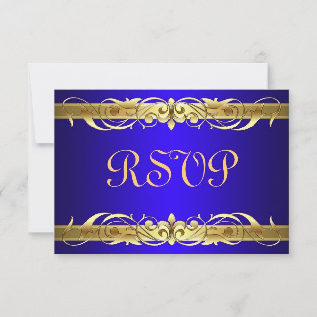 Tarjeta RSVP Azul de Deslizador de Oro de Gran Duc (Anverso)