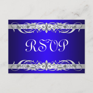 Tarjeta RSVP Azul de Deslizamiento Plateado de Gra
