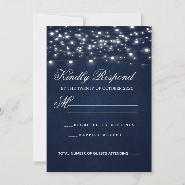 Tarjeta RSVP azul de la marina (Anverso)