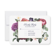 Tarjeta RSVP Azul de la Marina Floral Vintage