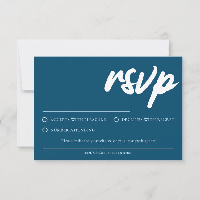 Tarjeta RSVP Azul de la Marina Moderna Simple Con  (Anverso)