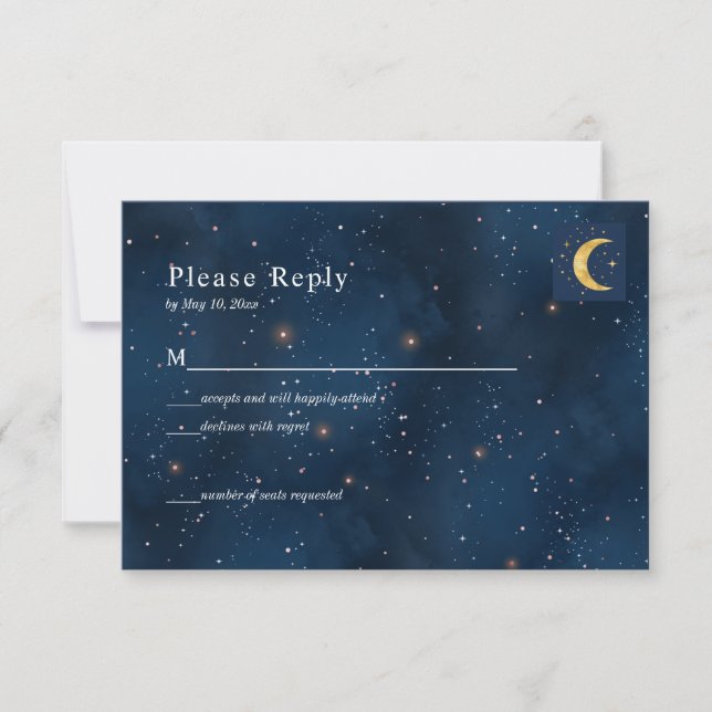 Tarjeta RSVP Azul de la Marina Nocturna Crescent M (Anverso)