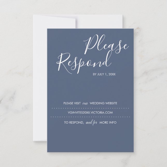 Tarjeta RSVP Azul de Marina, sitio web Boda (Anverso)