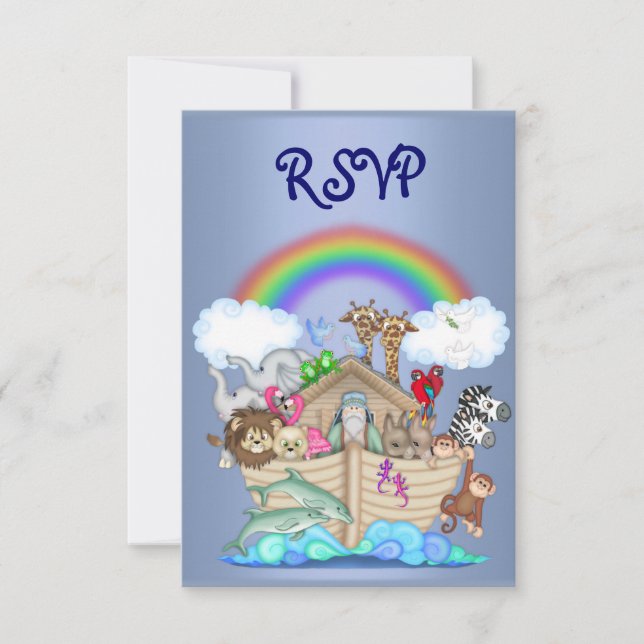 TARJETA RSVP AZUL DEL ARCA DE NOÉ (Anverso)