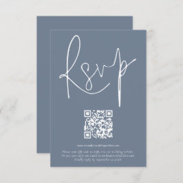 Tarjeta RSVP Azul Dusty Boda de código QR moderno