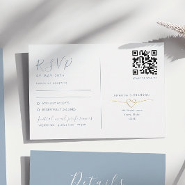 Tarjeta RSVP Azul Dusty con Boda de código QR