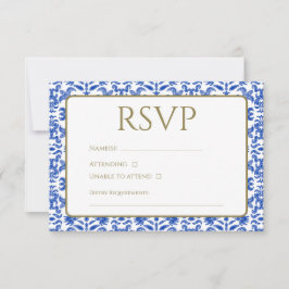 Tarjeta RSVP azul italiana tradicional