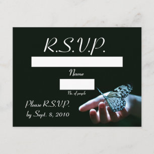 Tarjeta RSVP azul mariposa negra