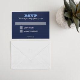 Tarjeta RSVP Azul Naval con líneas de mensaje de i