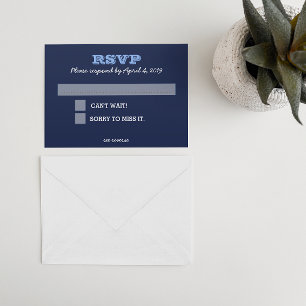 Tarjeta RSVP Azul Naval con líneas de mensaje de i