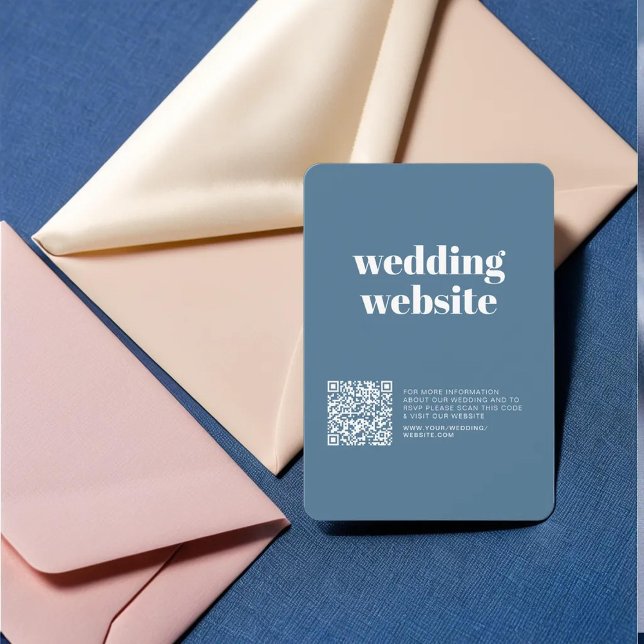 Tarjeta RSVP Azul Pastel con código QR y Personali (Subido por el creador)
